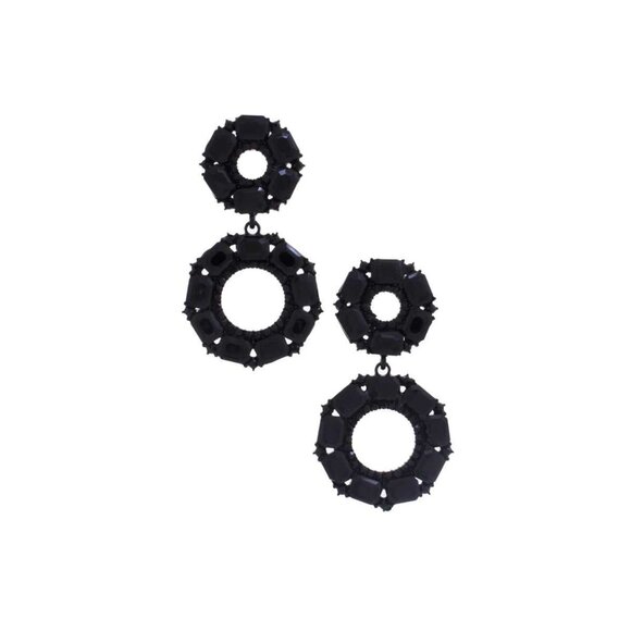 Double Circle Rhinestone Earring - Picture 3 of 6